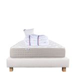 Luxury Literie Conjunto Colchão 90x190 cm Dreamlux 26 cm + Sommier Bege ep20cm + Almofada + Edredom