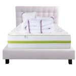 Luxury Literie Conjunto Colchão 140x190 cm Rêverie 30 cm + Sommier Cinzento ep20cm + 2 Almofadas + Edredom + Cabeceira