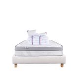 Luxury Literie Conjunto Colchão 140x190 cm Viscoplus 26 cm + Sommier Bege ep20cm + 2 Almofadas + Edredom
