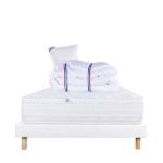 Luxury Literie Conjunto Colchão 90x190 cm Thermotec 24 cm + Sommier Branco Ep 13cm + Almofada + Edredom