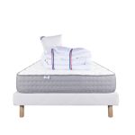 Luxury Literie Conjunto Colchão 90x190 cm Zen 20 cm + Sommier Branco Ep 13cm + Almofada + Edredom