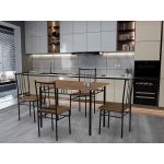 Ideia Home Design Conjunto Mesa e 4 Cadeiras Silvia (Carvalho Escuro, Preto)