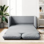 Sofá Cama vidaXL sem Pés 112x174x55 cm Tecido Cinzento-claro - 1608295018
