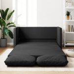 Sofá Cama vidaXL sem Pés 112x174x55 cm Tecido Preto - 2983379782