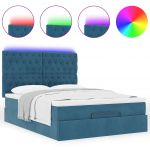 vidaXL Estrutura Cama Otomana Colchões 140x190 cm Veludo Azul Escuro - 3004734426