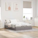 vidaXL Estrutura Cama Otomana sem Colchão 140x200 cm Tecido Cor Creme - 2956821399