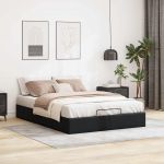 vidaXL Estrutura de Cama Otomana sem Colchão 140x190 cm Preta - 1170397420