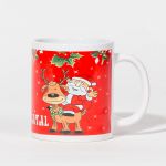 Caneca Feliz Natal Rena e Pai Natal