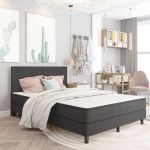 vidaXL Cama Boxspring 160x200 cm Tecido Cinzento - 1502524163
