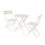 Sweeek Mesa de Jardim Bistrô Dobrável em Metal 2 Cadeiras Beige