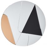 Beliani Espelho de Parede Redondo Dourado e Preto ø 80 cm de Estilo Abstrato