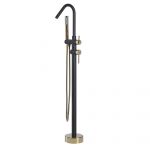 Beliani Torneira Autónoma em Preto Mate e Dourado para Banheira Autónoma em Zinco e Latão 118 cm de Altura