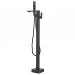 Beliani Torneira Autónoma para Banheira em Zinco Cromado e Latão Preto 120 cm de Altura Estilo Moderno