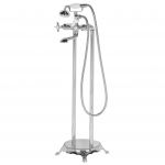 Beliani Torneira Autónoma Cromada para Banheira Autónoma em Aço Inoxidável e Latão 98 cm de Altura No Estilo Retro Vintage