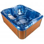 Beliani Banheira de Hidromassagem em Acrílico Azul led 180 x 215 cm Alumínio 4 Lugares 19 Jatos Uso Exterior