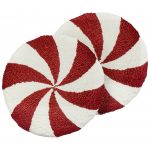 Beliani Conjunto de 2 Almofadas Decorativas Redondas em Tecido Vermelho e Branco 40 cm
