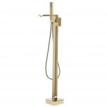 Beliani Torneira Autónoma para Banheira em Zinco Cromado e Latão Dourado 120 cm de Altura Estilo Moderno