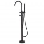 Beliani Torneira Misturadora de Fixação Ao Chão Preta para Banheira Autónoma em Zinco e Latão com 119 cm de altura19 cm de Altura