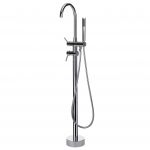 Beliani Torneira Misturadora de Fixação Ao Chão Cromada para Banheira Autónoma em Zinco e Latão com 119 cm de altura19 cm de Altura