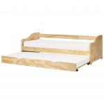 Beliani Cama Dupla em Madeira Clara 90 x 200 cm com Estrutura de Pinho e Gaveta para Quarto Infantil Moderno