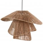 Beliani Candeeiro Suspenso em Juta Natural com Abajur Grande e Base de Ferro para Sala Ou Cozinha de Estilo Boho