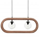 Beliani Candeeiro Suspenso com Abajur em Madeira de Mangueira Escura Estilo Boho Industrial Acessórios para Casa Feitos à Mão