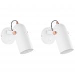 Beliani Conjunto de 2 Candeeiros em Metal Branco 17 cm Focos Ajustáveis Estilo Industrial Casa Escritório
