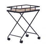 Beliani Carrinho de Cozinha em Metal Preto 56 cm Prateleiras Castanhas Rodas Design Industrial Estilo Rústico Moderno