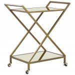 Beliani Carrinho de Cozinha Dourado Prático com Tampo e Prateleira de Espelho para Sala de Jantar Ou de Estar Decoração Glamorosa Chique