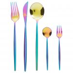 Beliani Conjunto de 30 Talheres de Mesa em Aço Inoxidável Multicolor para 6 Pessoas de Design Moderno