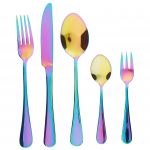 Beliani Conjunto de 30 Talheres de Mesa em Aço Inoxidável Multicolor para 6 Pessoas de Estilo Moderno