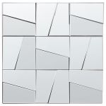 Beliani Espelho de Parede em Vidro e MDF Prateado 80 x 80 cm Formato Quadrado Peça de Estilo Moderno para Salas de Estar e Entradas