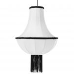 Beliani Candeeiro Suspenso Vintage com Abajur em Nylon Branco e Franjas Pretas Decorativas Iluminação Design Tradicional