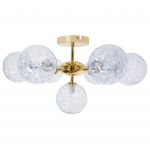 Beliani Candeeiro de Teto para 7 Luzes em Vidro e Ferro Azul e Dourado Estilo Moderno Glamouroso