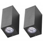 Beliani Conjunto de 2 Apliques de Parede LED para Exterior Alumínio Preto com Vidro 15 cm Design Moderno Perfeito para Jardim e Pátio