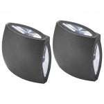 Beliani Conjunto de 2 Candeeiros de Parede LED Quadrados para Exterior em Vidro e Alumínio Preto 11 cm Design Moderno Exterior Jardim Pátio