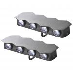 Beliani Conjunto de 2 Candeeiros de Parede LED Hexagonais para Exterior em Vidro e Alumínio Preto 21 cm Design Moderno Exterior Jardim Pátio