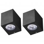 Beliani Conjunto de 2 Candeeiros de Parede LED para Exterior em Vidro e Alumínio Preto 8 cm Design Moderno Exterior Jardim Pátio