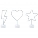 Beliani Conjunto de 3 Decorações em LED Néon Multicolor Várias Formas Iluminação Pvc Operado a Pilhas