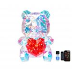 Beliani Decoração LED RGB em Forma de Ursinho com Coração Multicolor Holográfico com Energia Fornecida Por USB e Controlável Por App