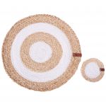Beliani Conjunto de 12 Individuais e Bases para Copos em Juta Natural 35/10 cm Peças Artesanais para Cozinhas e Salas de Jantar de Estilo Boémio