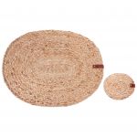 Beliani Conjunto 12 Individuais e Bases para Copos em Juta Natural 30 x 40 / 10 x 12 cm Estilo Boho para Decoração de Casa Sala Jantar e Cozinha