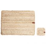 Beliani Conjunto 12 Individuais e Bases para Copos em Juta Natural Quadrados 30 x 40 cm / 10 x 10 cm Peças Boho para Sala de Jantar e Cozinha