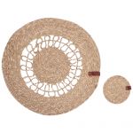 Beliani Conjunto de 12 Individuais e Bases de Copos em Fibra de Algas 35 cm e 10 cm de Diâmetro Feitos à Mão Boho