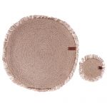 Beliani Set de 12 Individuais e Bases para Copos em Juta Natural 35 cm e 10 cm Peças Artesanais de Estilo Boho