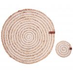 Beliani Conjunto de 12 Individuais e Bases de Copos Redondos Feitos Artesanalmente em Fibra de Algas 35 cm e 10 cm Peça de Visual Boho