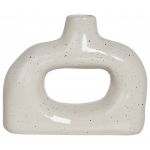 Beliani Vaso Decorativo em Cerâmica Grés Branca com Resistência à Água de Design Moderno