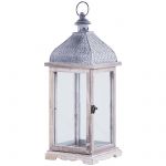 Beliani Lanterna em Metal Branco 47 cm Suporte de Velas Decorativo Estilo Retro Minimalista Peça de Destaque
