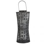 Beliani Lanterna em Madeira de Bambu Preto 58 cm com Suporte de Vidro para Vela para Interiores de Estilo Boho