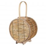 Beliani Lanterna de Rattan Cor Natural 30 cm Suporte de Vidro para Velas Estilo Boho Uso Interior